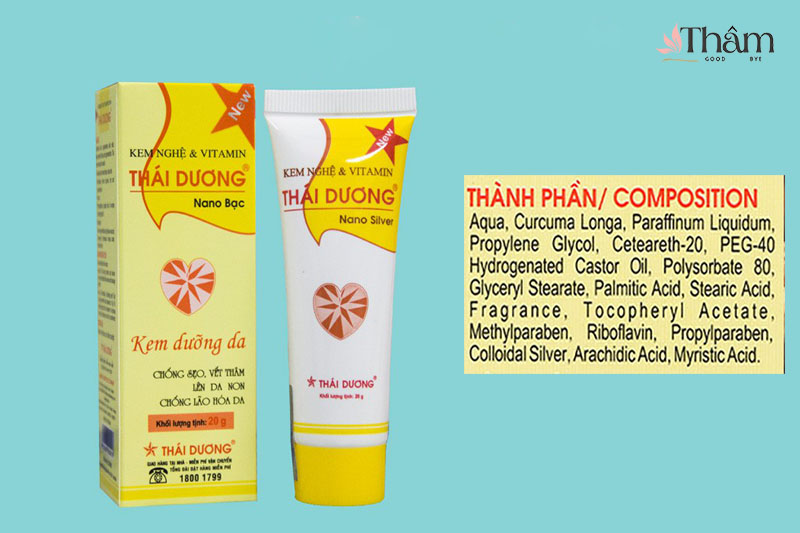 Bảng thành phần Kem nghệ Thái Dương trị thâm